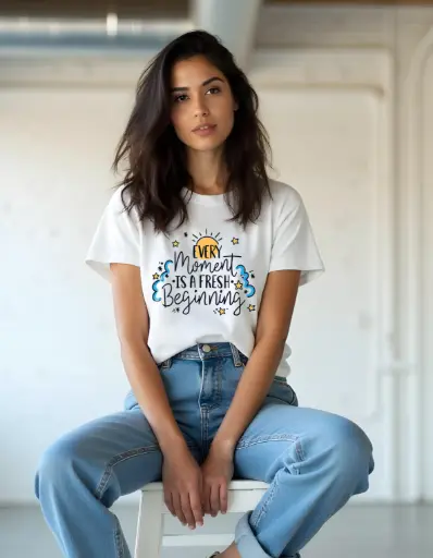 Every Moment is a Fresh Beginning Motivational Printed T-Shirt 